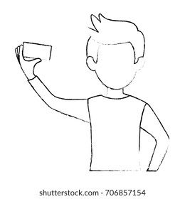 man using smartphone character