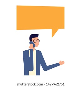 man using smartphone device talk bubble vector illustration