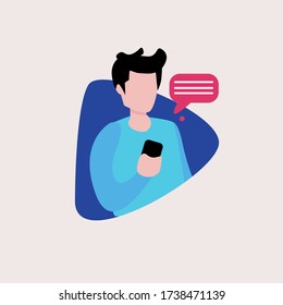Man using smartphone flatdesign cartoon