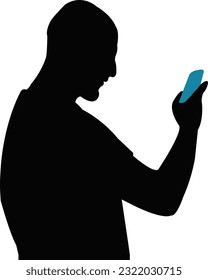 ein Mann mit Smartphone, Kopfsilhouette-Vektorgrafik