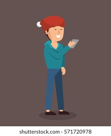 man using smartphone icon