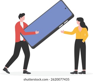 man using a smartphone with many social media heart like icons. Woman getting likes in social network

