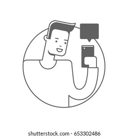 Man using smartphone silhouette