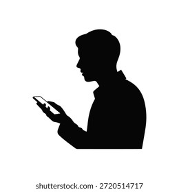 Mann mit Smartphone-Silhouette zeigt mobile Technologie Konzept.