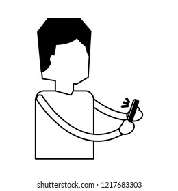 man using smartphone social media