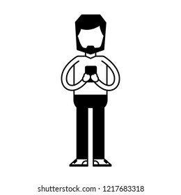 man using smartphone social media
