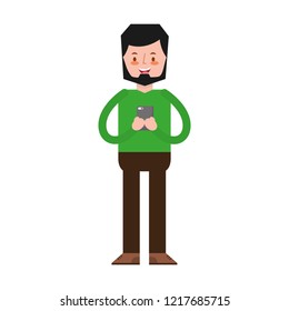 man using smartphone social media