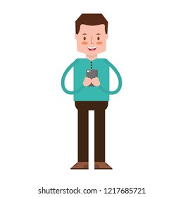 man using smartphone social media