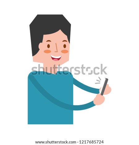 man using smartphone social media