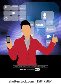 Man using smartphone. Vector
