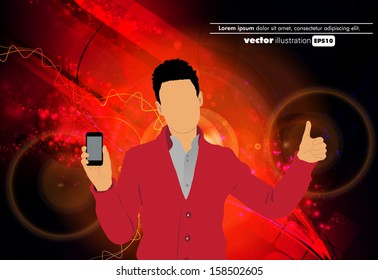Man using smartphone. Vector