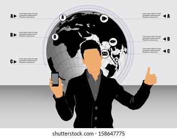 Man using smartphone. Vector