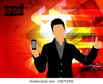 Man using smartphone. Vector