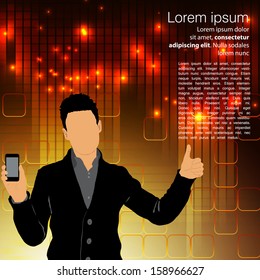 Man using smartphone. Vector
