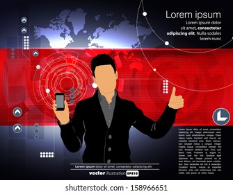 Man using smartphone. Vector