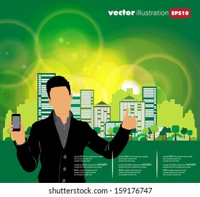 Man using smartphone. Vector