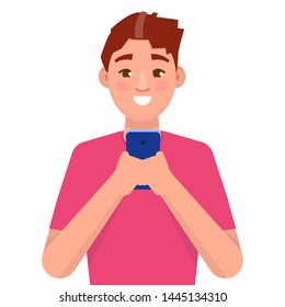 Man using smartphones. Social network concept. Vector illustration.