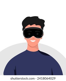 man using spatial computing device, extended reality device