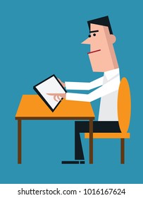 Man using tablet to browse internet