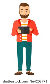 Man using tablet computer.