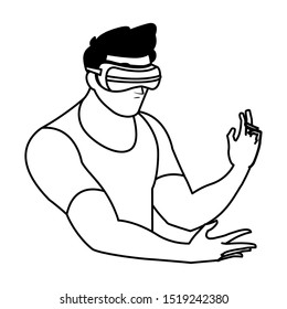 man using technology of augmented reality