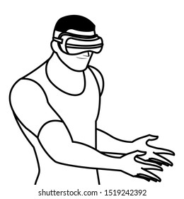 man using technology of augmented reality