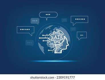 man using technology smart robot, artificial intelligence by enter command prompt for generates something, Artificial intelligence (AI), machine learning and modern computer technologies concepts.