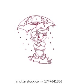 a man using an umbrella when it rains vector illustration