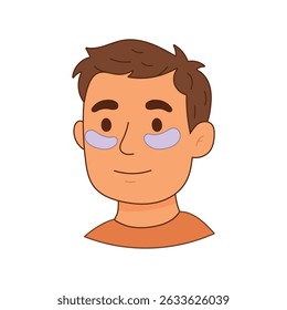 Man using under eye patches for skincare routine