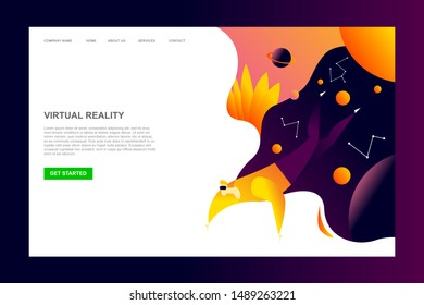 man using virtual reality device illustration