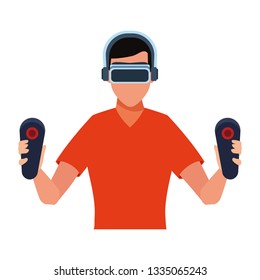 Man using virtual reality glasses
