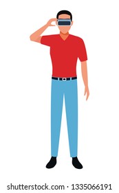 Man using virtual reality glasses