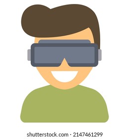 Hombre usando auriculares vr. Personas que usan la ilustración de un gadget de realidad virtual. 