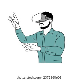 Man using VR headset vector isolated on white.