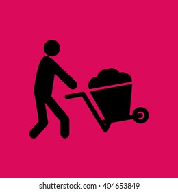 Man With Utility Cart Icon. Eps-10.