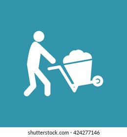 Man With Utility Cart Icon. Eps-10.