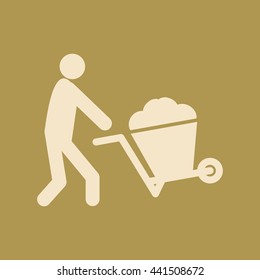 Man With Utility Cart Icon. Eps-10.