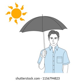 A man with a UV parasol