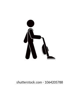 man vacuum cleaner icon. Element of cleaning and cleaning tools illustration. Premium quality graphic design icon. Signs and symbols collection icon for websites, web design on white background