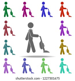 man vacuum cleaner icon. Elements of Cleaners in multi color style icons. Simple icon for websites, web design, mobile app, info graphics