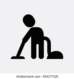 Man with vacuum cleaner icon illustration isolated vector sign symbol