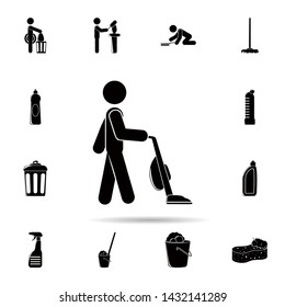 Man vacuum cleaner icon. Universal set of cleaners for website design and development, app development