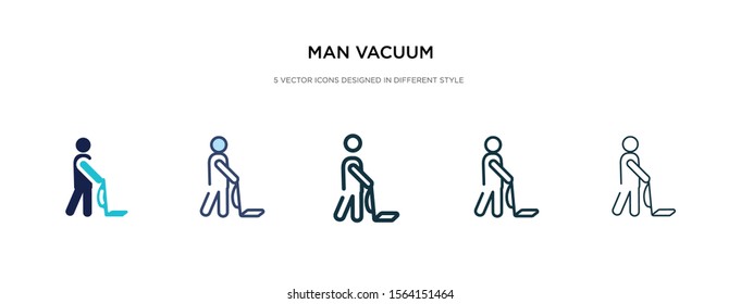 man vacuum icon in different style vector illustration. two colored and black man vacuum vector icons designed in filled, outline, line and stroke style can be used for web, mobile, ui