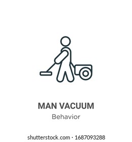 Icono vectorial del contorno de vacío del hombre. Icono de vacío de tipo negro de línea delgada, ilustración de elemento simple vector plano del concepto de comportamiento editable trazo aislado en fondo blanco