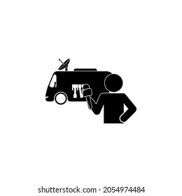 man, van, news icon in Media, Press set