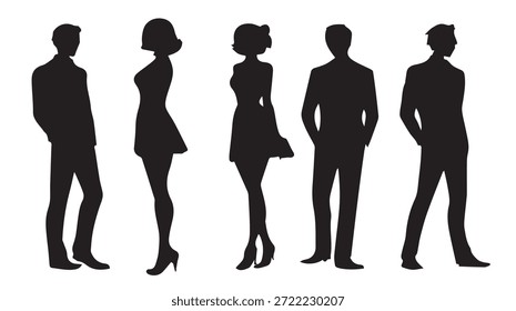 homem vários pose vetor silhueta grupo