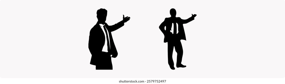 Man in various poses, vector set collection of people taking selfies in silhouette