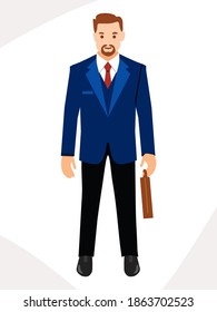 Man Vector, Businessman with briefcase, Travelling, Man