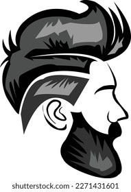 Hombre Vector con pelo de gran forma y barba larga