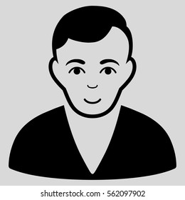 Man vector icon. Flat black symbol. Pictogram is isolated on a light gray background. Designed for web and software interfaces.